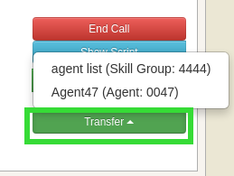 call transfer to an other agent