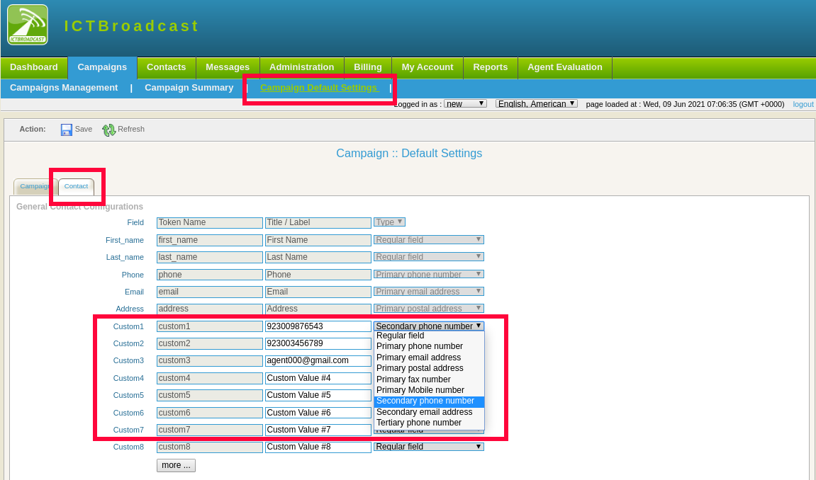 add seconday contacts in ICTBroadcast
